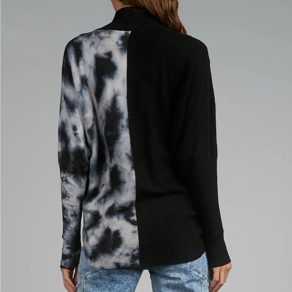 Anthropologie Elan Boon Tie Dye Crossover Mock Neck Sweater